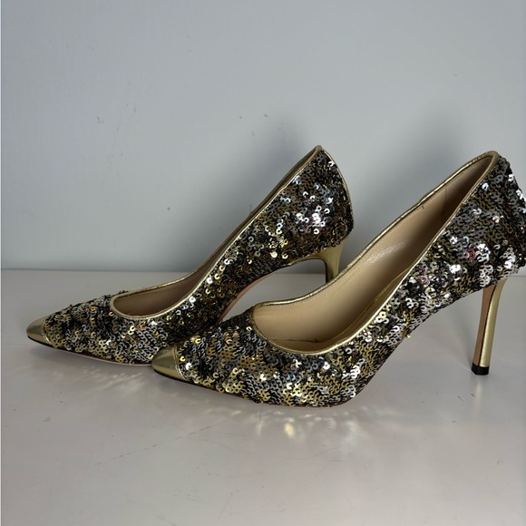 Jimmy Choo Glittering Gold Sequin Heels - Picture 3 of 7
